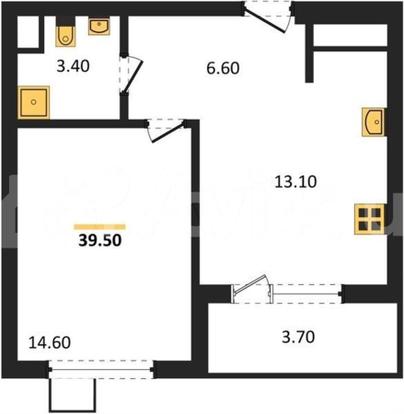 1-комн. квартира, 39.4 м&sup2;