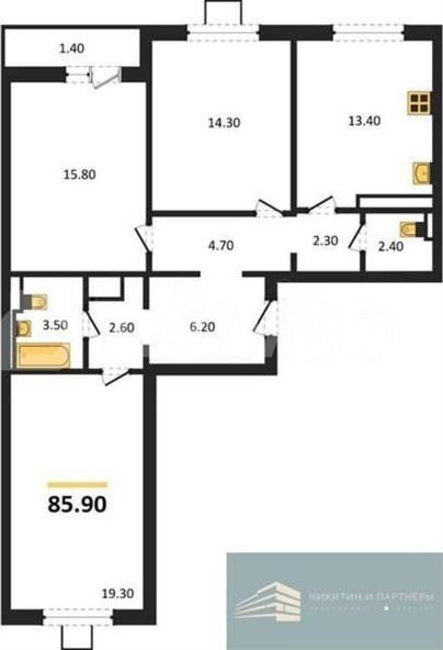 3-комн. квартира, 85.9 м&sup2;
